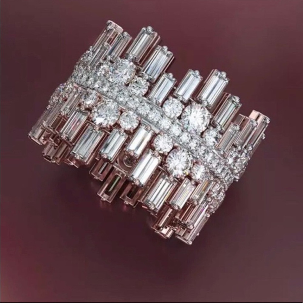 Elegant Silver-Tone Crystal Baguette & Round Band Ring